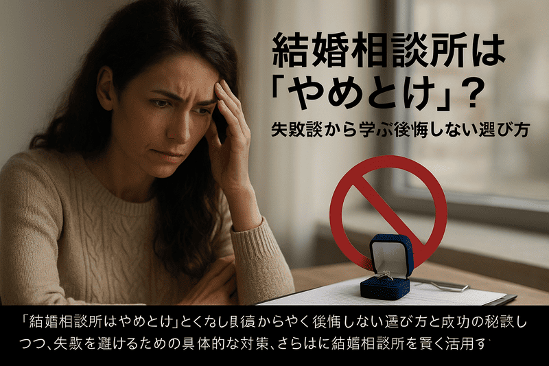 結婚相談所は「やめとけ」？失敗談から学ぶ後悔しない選び方と成功の秘訣